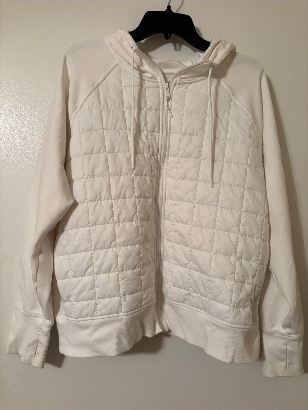 Old Navy Active Dynamic Fleece White Quilted Zip Hoodie